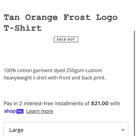 HiiDef Tan Orange Frost Logo
T-Shirt - LARGE - Picture 7 of 7